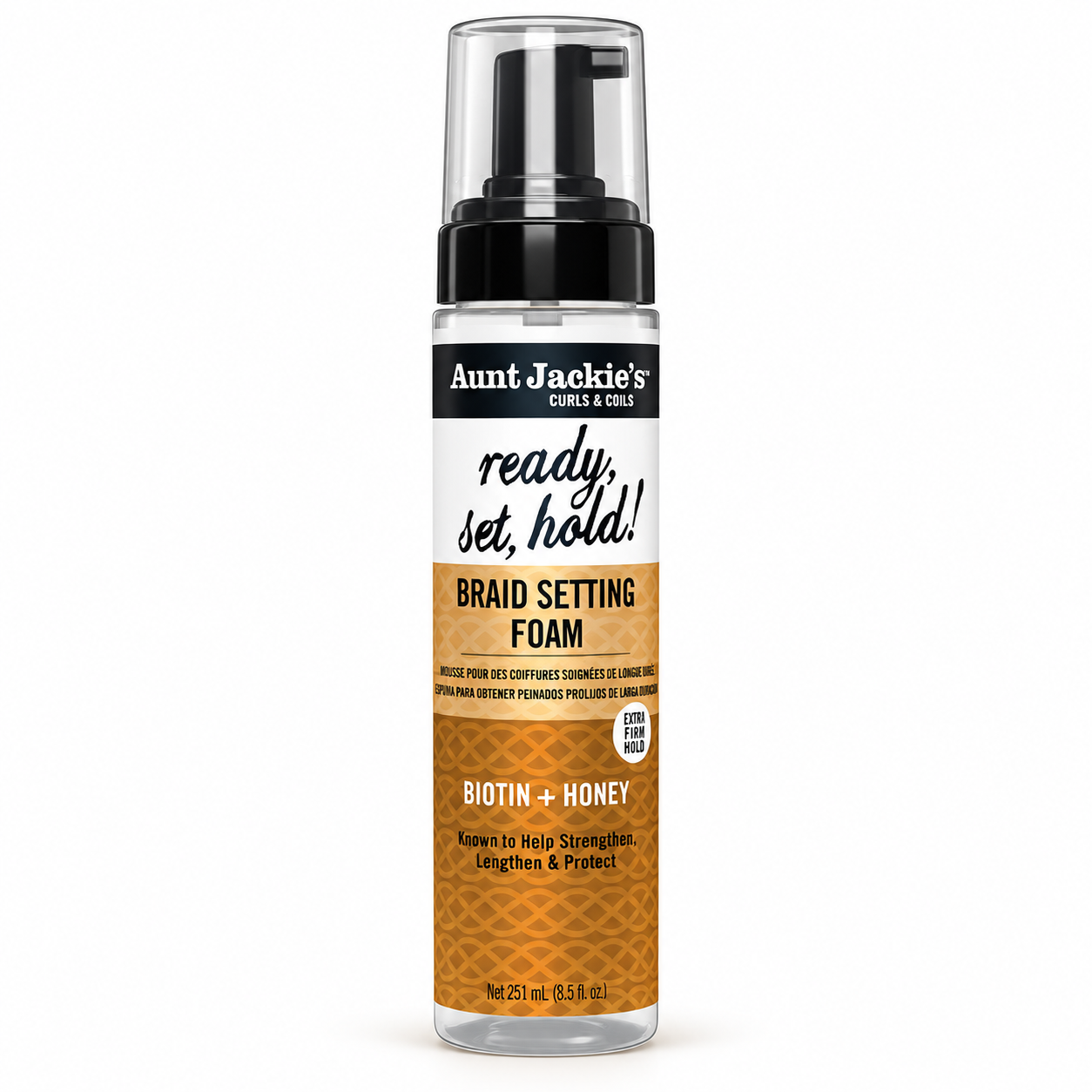 فوم حالت دهنده و تثبیت کننده یافت مو آنت جکیز aunt jackie’s ready, set, hold! Braid setting foam