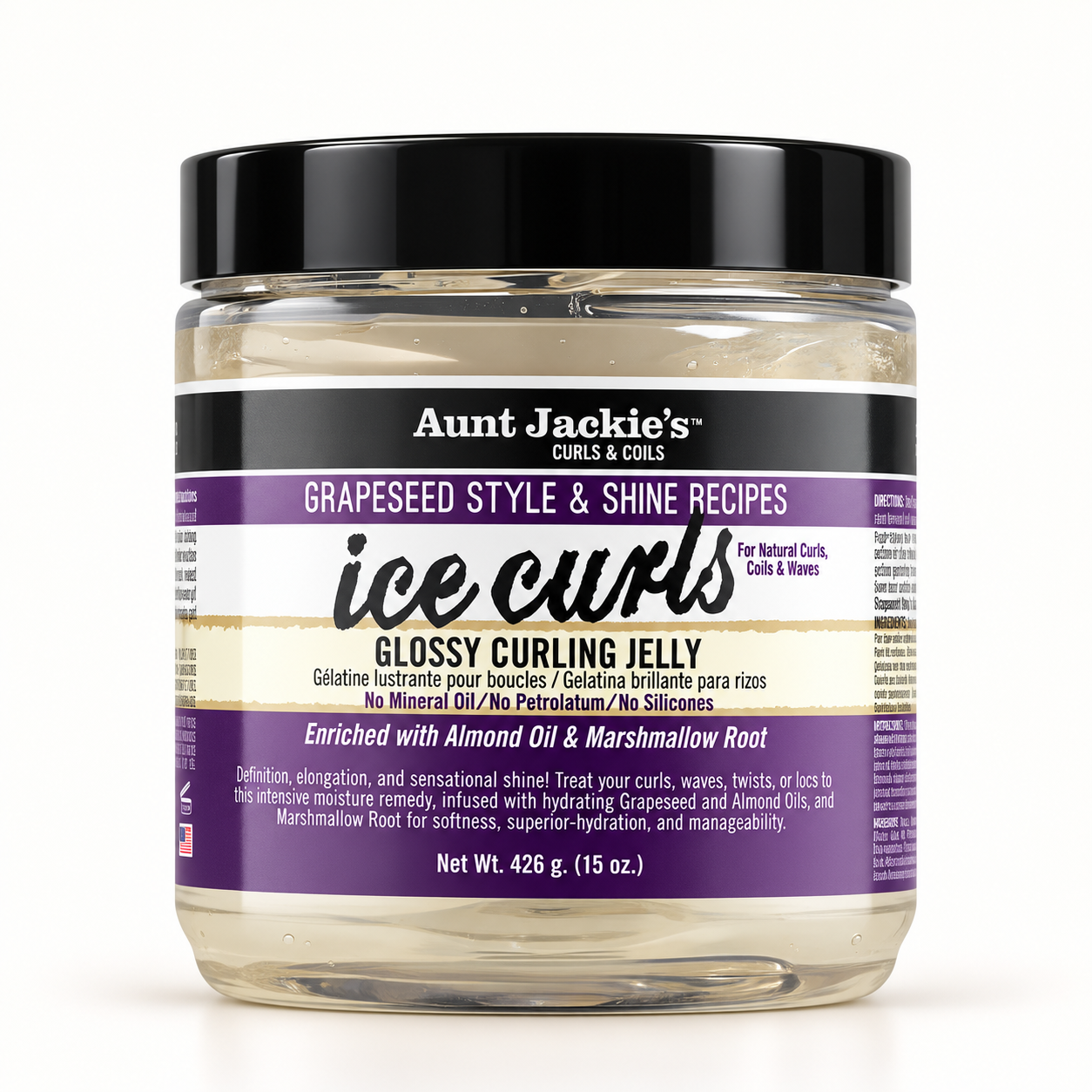 ژل حالت دهنده و براق کننده مو آنت جکیز aunt jackie’s grapeseed style & shine recipes ice curls glossy curling jelly