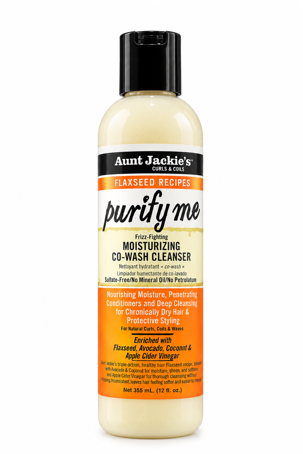 کو-واش مرطوب کننده و ضد وز آنت جکیز aunt jackie’s flaxseed recipes purify me moisturizing co-wash cleanser