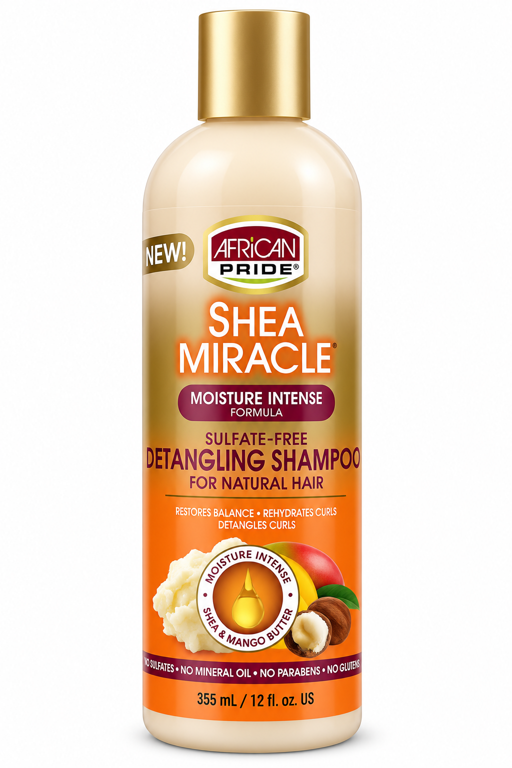 شامپو گره بازکن و مرطوب کننده آفریکن پراید african pride shea miracle moisture intense sulfate-free detangling shampoo