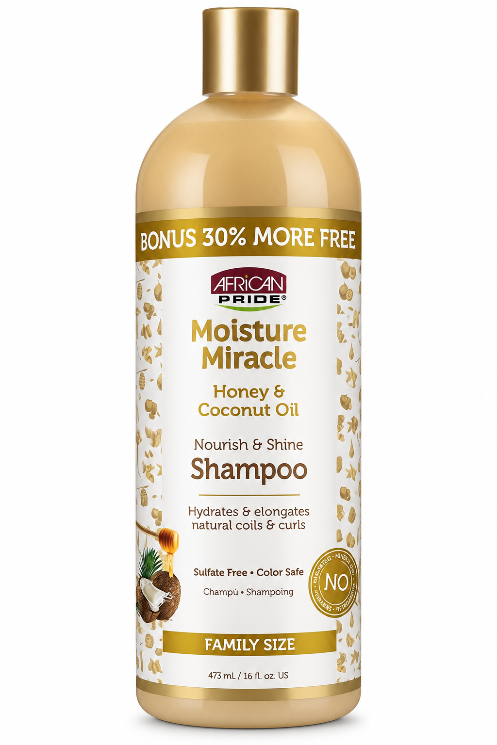 شامپو آبرسان و تغذیه کننده آفریکن پراید african pride moisture miracle honey & coconut oil nourish & shine shampoo