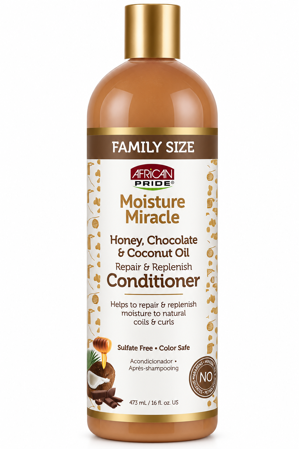 کاندیشنر ترمیم و بازسازی کننده آفریکن پراید  african pride moisture miracle honey,chocolate & coconut oil repair & replenish conditioner