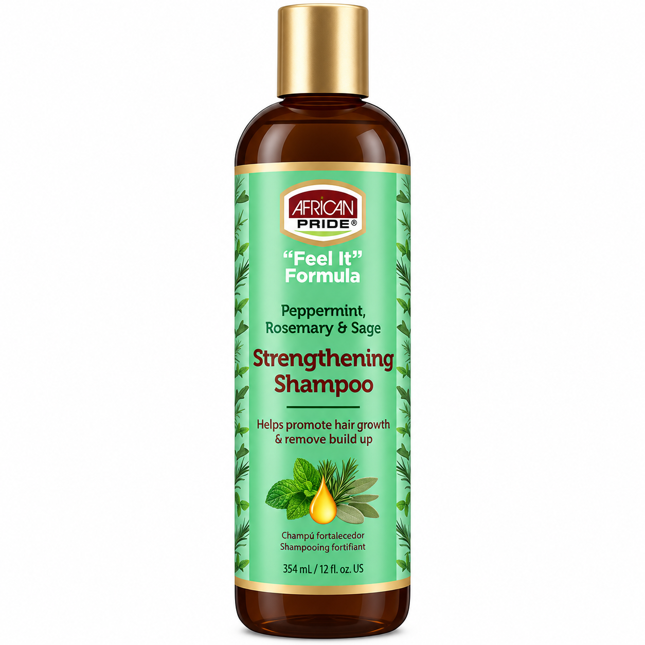 شامپو تقویت کننده آفریکن پراید african pride feel it formula peppermint, rosemary & sage strengthening shampoo