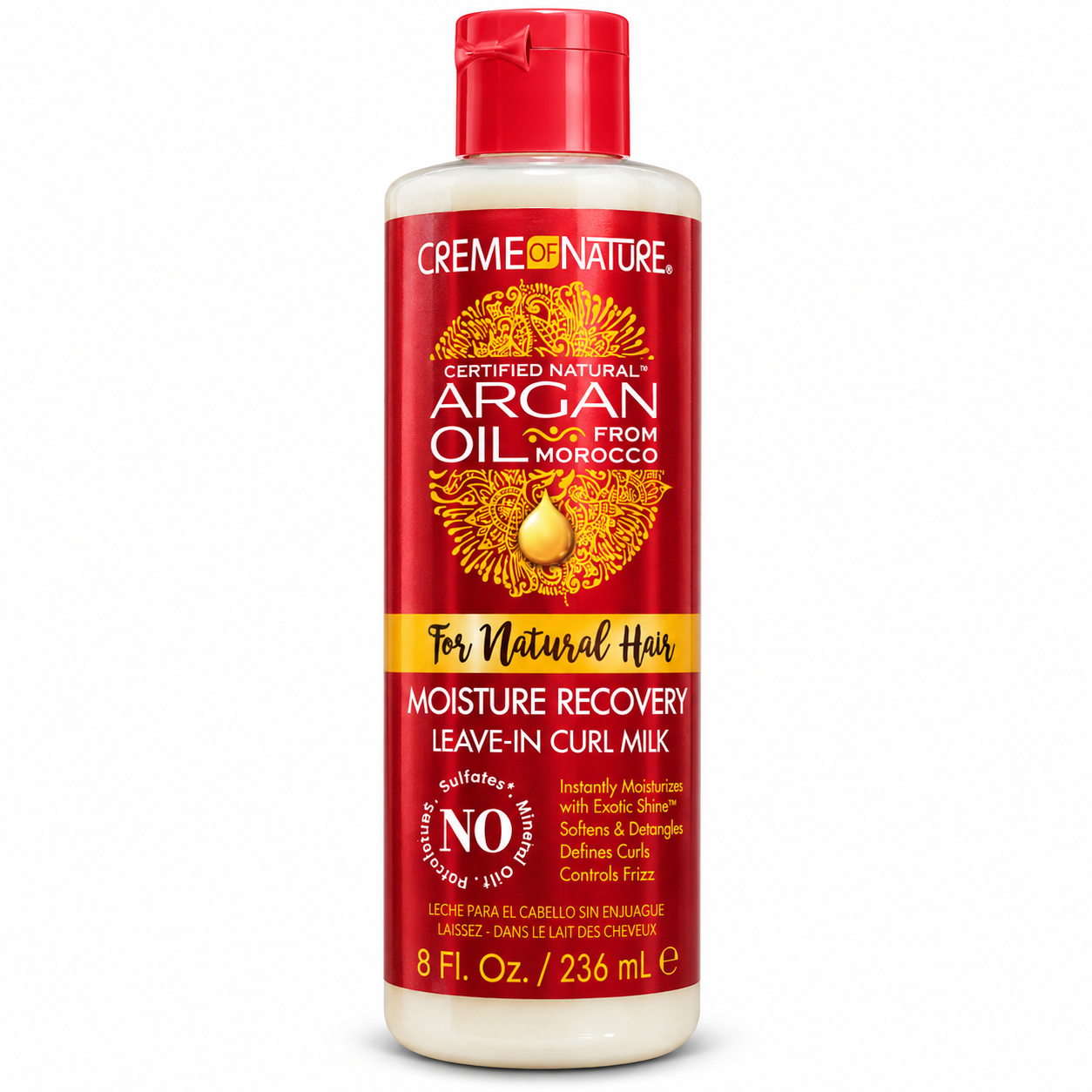 شیر موی آرگان کرم آف نیچر creme of nature moisture et recovery leave-in curl milk