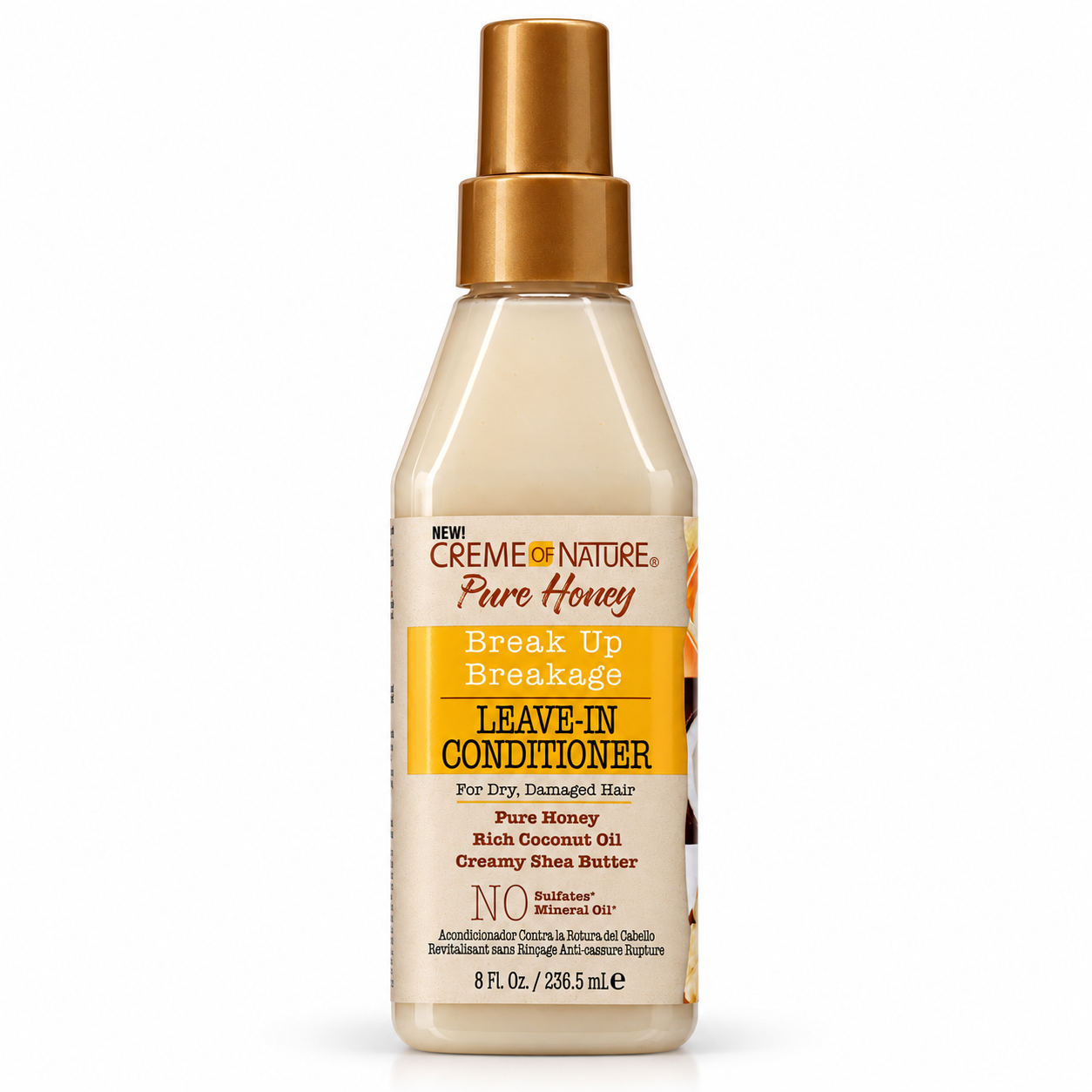 اسپری آبرسان قوی و سبک کرم آف نیچر creme of nature pure honey break up breakage leave-in conditioner